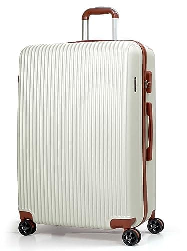 CALDARIUS Hardshell Luggage | Durable Suitcases | Lightweight & Secure with Combination Lock | Smooth 4 Dual Spinner Wheels | Ideal Travel Bag & Luggage Sets (White, Large 28")
