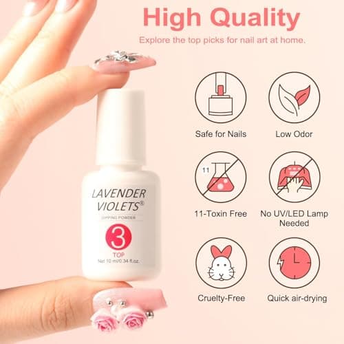 Lavender Violets Dip Powder liquid Set with Nail Primer, Activator, Base & Top Coat High Glossy & Long Lasting Starter Friendly Dipping Powder Nail Kit Essential Portability J781 — view 5