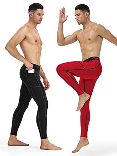 Runhit Men's Running Leggings Gym Compression Pants Men Sports Tights Thermal Base Layer Trousers for Cycling Football Golf Yoga — view 2
