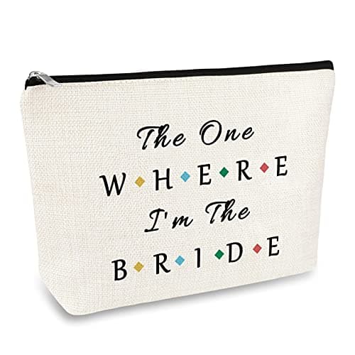 Bride Gift Bridal Makeup Bag Bride to Be Bridal Shower Gift Newly Engaged Travel Cosmetic Bag Engagement Bachelorette Party Gifts Future Mrs Gifts Valentine’s Day Wedding Present Toiletry Pouch