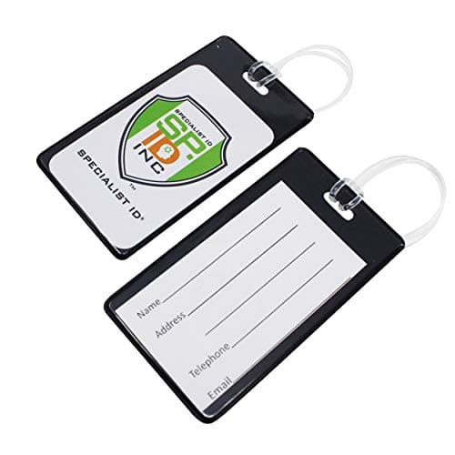 Specialist ID 5 Pack Of Slim And Sturdy Backpack/Luggage Id Bag Tags With Worm Loops One Size Black
