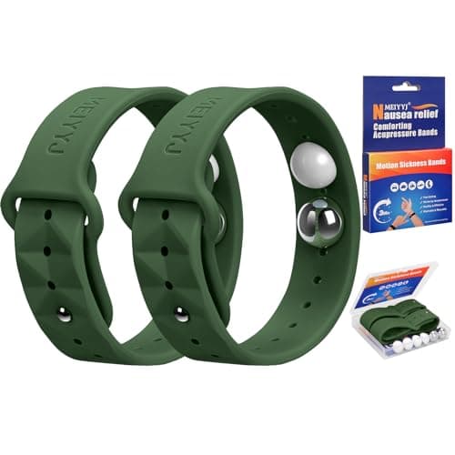 MEIYYJ Travel Sickness Bands for Adults and Kid Adjustable Acupressure Anti Nausea Wristbands for Motion & Morning Sickness Relief Bands for Pregnant Wowen Natural Relief of Nausea-Dark Green