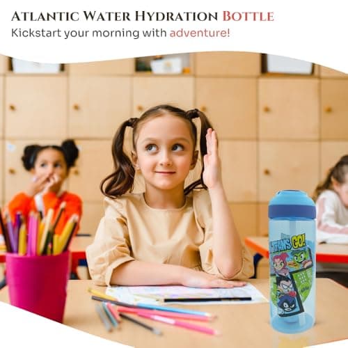 HOX LOL Teen Titan Water Bottle – 600 ml | Food-Safe Plastic Bottle with Carry Loop | Spills-Proof Flip-Up Spout Reusable Travel Bottle for Kids, Blue — view 6