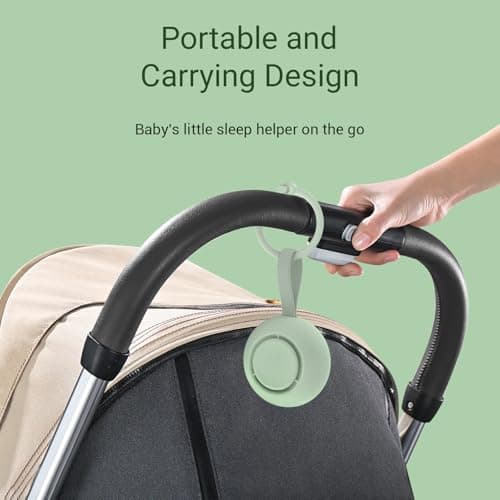Portable Baby Sound Machine [White Noise for Babies Kids Adults][Sleep Soother][Timer Function][12 Soothing Sounds] 15 Hours Battery Life, Travel,Registry Gift,Shower,Clips on Baby Stroller. Mint — view 5