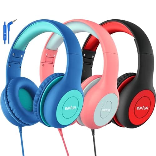 EarFun Kids Headphones Wired with Mic, 85/94dB Volume Limit