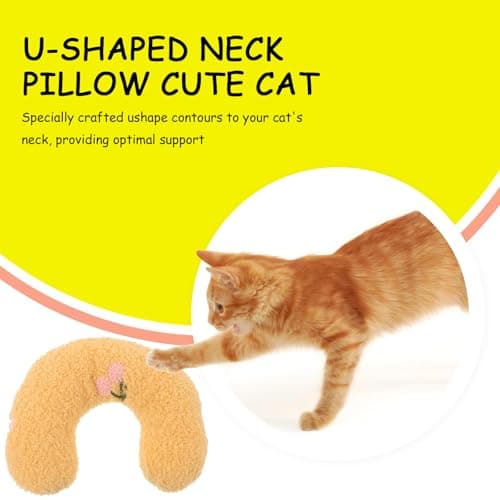 UKCOCO Cat Neck Pillow 4 Pack, Plush U-Shaped Pet Cushion with Scratch-Resistant Fabric, Calming Sleeping Aid for Cats and Puppies, Assorted Colours for Indoor Relaxation — view 3