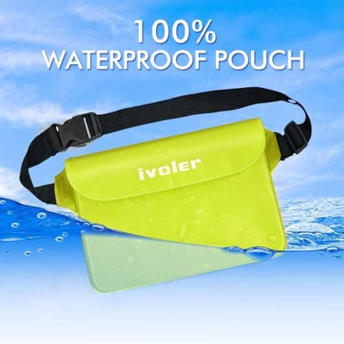 ivoler [2 Pack Waterproof Phone Case & Pouch Set - IPX8 Dry Bag with Waist Strap for Beach, Swimming, Kayaking - Fits iPhone 17 16 15 Pro Max, Samsung (Up to 7.0") - Lime Fluorescent Design — view 4