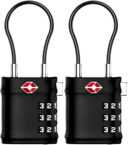 LUGGEX Suitcase Locks, Luggage Locks, TSA Approved Luggage Locks,JetBlack,2