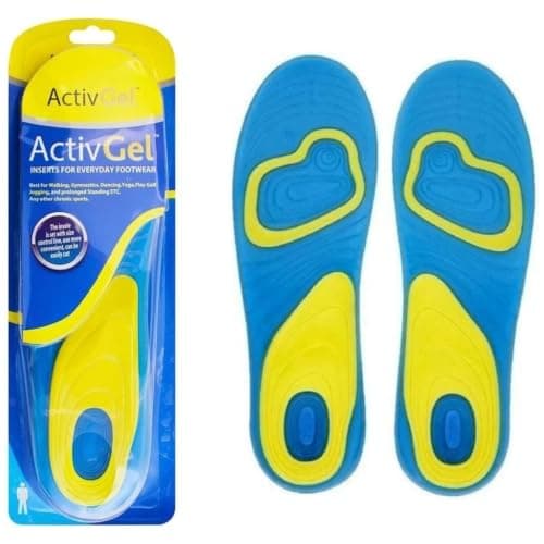 Men's Gel Insoles, Arch Support Shoe Inserts,Cushioned Shock Absorbing Silicone Insoles for Work Boots,Trainers, Walking Shoes, Running Shoes, Everyday Comfort, Trim to Fit