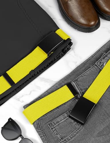 LXMY Belts for Men,Work Belts for Men,Mens and Womens Adjustable Canvas Fabric Nylon Golf Belt Fits Anywhere (Yellow) — view 5