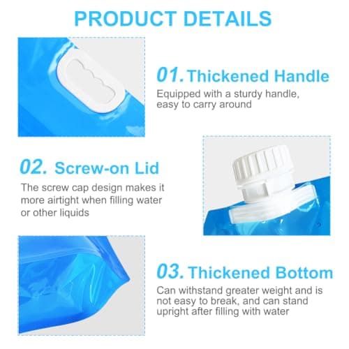 flintronic 2Pcs Collapsible Water Container, Large Capacity Foldable Water Container, Portable Carrier Water Bag Reusable, BPA-Free, for Sport, Hiking, Camping, BBQ (5L+10L) — view 3