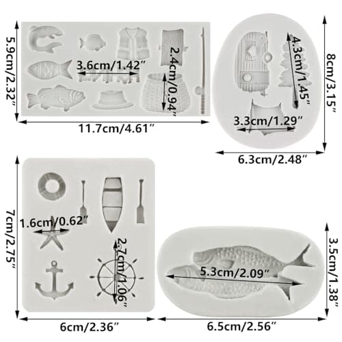 MYPRACS Camping Tent Silicone Moulds Boat Hook Oar Chocolate Mould Set of 4 — view 2