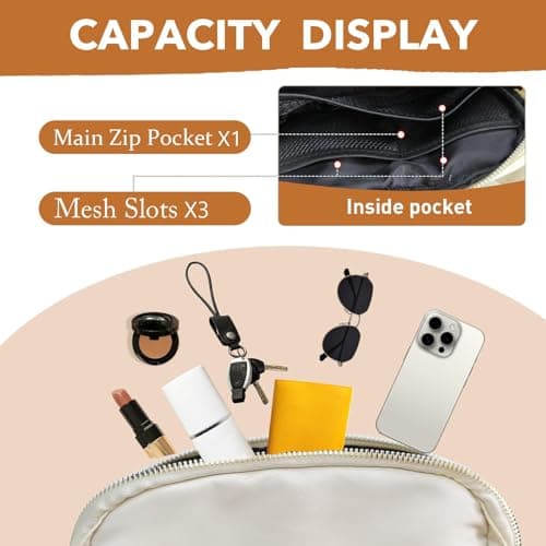 JENCVNL Belt Bag for Women Men, Fashion Bumbags for Ladies Small Crossbody Bags Fanny Pack Lightweight Waist Pack with Adjustable Strap for Running Hiking Workout Traveling (Beige) — view 5