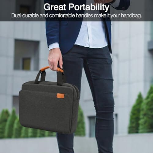 MoKo 9-11 Inch Tablet Sleeve Case, Protective Handle Shoulder Bag Fits 11inch iPad Air M3, iPad A16 2025, iPadPro M4/Air 5/4th 10.9, iPad10/9/8/7th 10.2, Tab S8/S9 11, Black & Gray — view 2