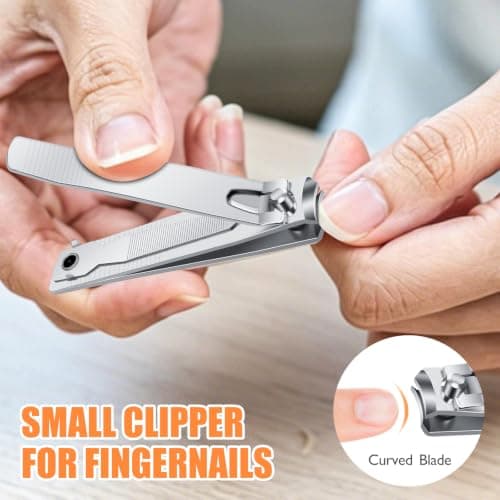 Finger Nail Clippers Adult - DRMODE 8 Pack Nail Clippers Bulk for Men Women Sharp Stainless Steel Travel Mini Toenail Clippers and Fingernail Clipper Set Curved Cutter Trimmer with Nail Cleaner/File — view 2