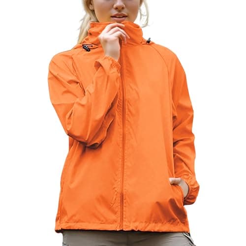 Womens Waterproof Running Jacket Quick Dry Lightweight Raincoat Hooded Rain Jacket Thin Sunscreen Water-Resistant Sports Hiking Walking Jackets Spring Autumn Summer Rain Coats Sun Protection Coat