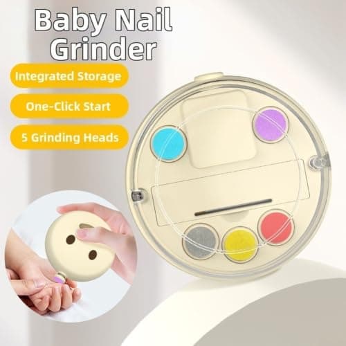 Baby Electric Nail Trimmer Set Low Noise with 5 Grinding Heads Safe Newborn Care Kit Beige — view 3