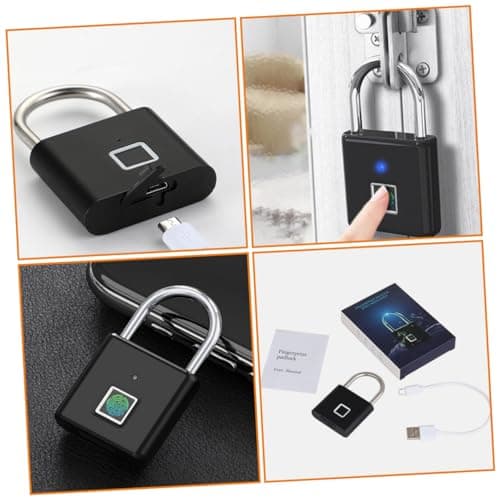 WOONEKY Outdoor Fingerprint Padlock with Aluminum Alloy Body, Smart Electronic Locker Lock for Iron Doors and Storage Cabinets, Waterproof and Rustproof for Secure Use in Working Places — view 3
