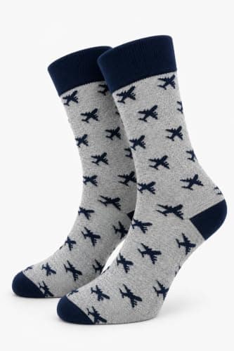 ARG Men’s Funny Airplane Pattern Novelty Socks – “Ready for Take Off” Travel Gift Socks Funny Aeroplane Gift Grey, UK Size 6-11, EU 39-46 — view 4