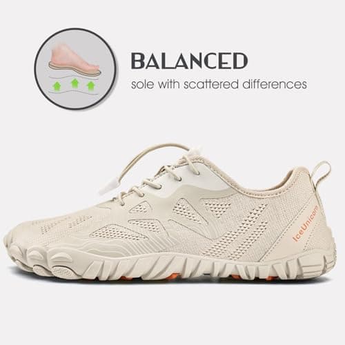 Barefoot Shoes Men Women Water Shoes Wide Lightweight Walking Shoes(New Beige,5UK) — view 4