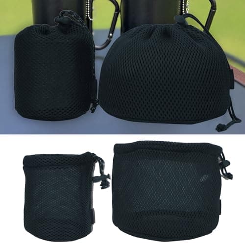 Camping Pot Storage Bag Black Nylon Mesh Bag Travel Gear Sack Drawstring Picnic Cookware Storage Pouch Black Nylon Mesh Kettle Equipment Camping Utensil Pouch — view 2