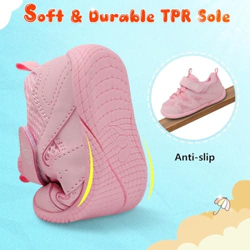 JIASUQI Baby Shoes Boys Girls First Walking Shoes Non-Slip Breathable Toddler Shoe Infant Lightweight Casual Sneakers(Pink 143,Size 5-5.5) — view 4