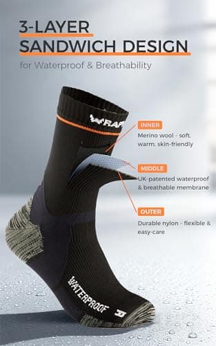 WRAP ME Waterproof Hiking Socks for Men & Women, Thick Merino Wool Lined — view 5