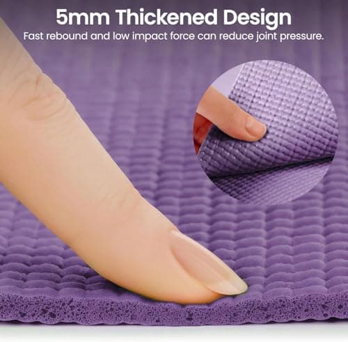 M.J COMFY-LIFE Travel Foldable Yoga Mat — 5mm Non-Slip Portable Exercise & Gym Mat for Yoga, Pilates, Travel & Fitness (Lightweight, Water-Resistant, Fits Backpack) — Unisex (Purple) — view 2