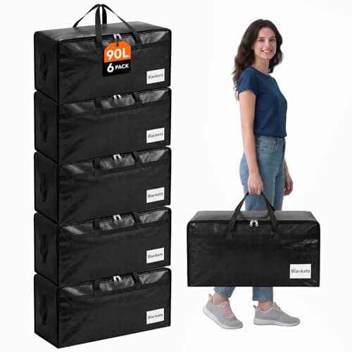 Lifewit 6 Pack Large Moving Bags with Lids and Sturdy Handles, Black