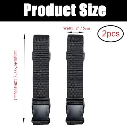 2PCS Luggage Suitcase Straps, Adjustable Travel Accessories Non-Slip Thickened Luggage Belt with Quick Release Buckle, Travel Luggage Straps for Suitcase Baggage (Black) — view 2