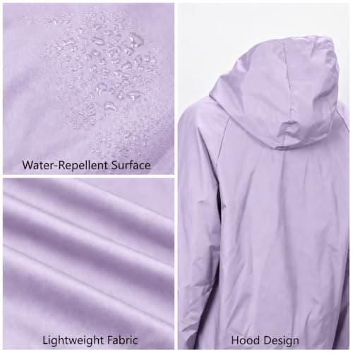 Innfttwo Lightweight Rain Jackets Womens ladies Waterproof Jackets with Hood Packable Raincoat Women for Running Cycling Hiking (UK, Alpha, L, Regular, Regular, Purple) — view 4