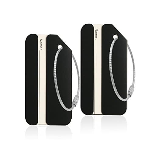 Aluminum Luggage Tag for Luggage Baggage Travel Identifier By Ovener (Black 2 Pcs)