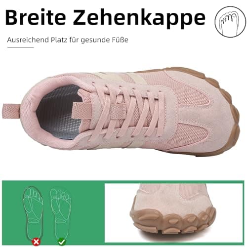 Barefoot Shoes Mens Womens Trail Running Shoes Outdoor Zero Drop Wide Toe Box Shoes Lightweight Walking Sneakers Non Slip Hike Footwear Minimalist Fitness Shoes，Pink，5UK — view 3