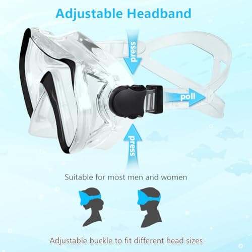 AOOSA Snorkel Mask, Men Women Tempered Glass Diving Mask — view 5