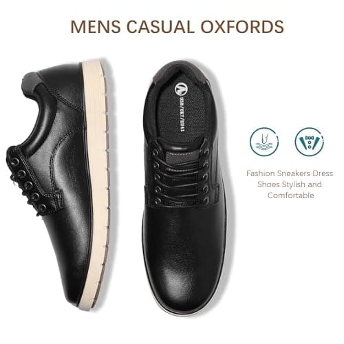 festooning Men's Casual Dress Shoes Loafers for Men Casual Sneakers Shoes Lace Up Comfortable Oxfords Slip-on Black Size 9.5 — view 4