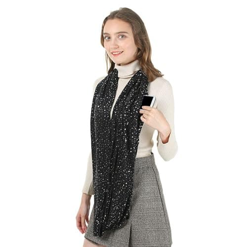 Scarf With Pockets, Stylish And Functional Design, 25 X 180cm, Solid Color Scarf With Hidden Zipper Pocket, Lightweight Travel Neck Wrap, Versatile Styling Accessory, For Daily Wear, Parties — view 5