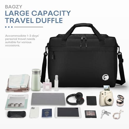 BAGZY 40x30x15cm Underseat Cabin Bag Luggage Foldable Travel Bag 20L Waterproof Holdall Hand Luggage Case Nylon Carry on Luggage Weekend Duffle Gym Bags Baggage Organiser Storage for Women Men Black — view 4