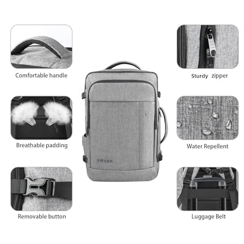 Carry On Backpack, Extra Large 40-50L Travel Backpack for Men & Women, Expandable Backpack For Airplanes, 17 Inch Laptop Backpack, Luggage Suitcase 40L Daypack Lightweight Business Weekender Bag, Grey — view 2