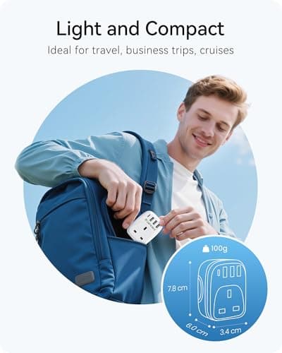 LENCENT 5-in-1 UK to European Travel Plug Adapter, USB-A＆USB-C, Type E/F — view 6
