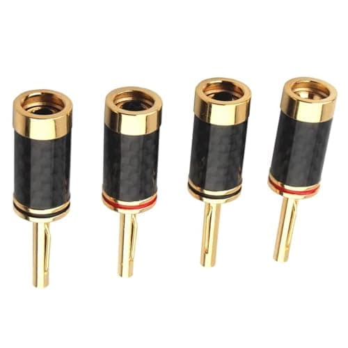 Aundhegrtt Copper Carbon Fiber Banana Plug HiFi for Amplifier Speaker Cable Connector 4pcs Audiophile Audio Adapter for Amplifier — view 4