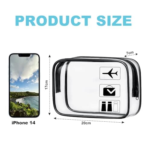 Aucuu Clear Toiletries Bag, 1Pack PVC Waterproof Toiletries Carry Pouch, TSA Approved Travel Toiletry Bag with Zipper, Portable Cosmetic Makeup Bags for Travel Business Trip-Black — view 2