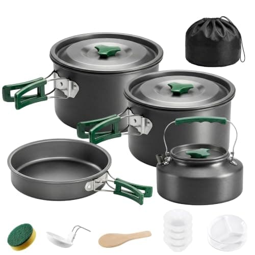 Outsunny Camping Cookware Set for 4-5 People Lightweight Aluminium Grey