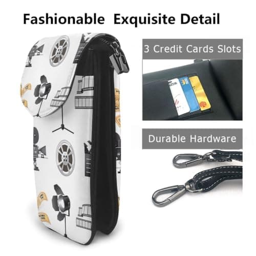 YYHWHJDE Projector Film Genuine Leather Crossbody Phone Pouch — view 3