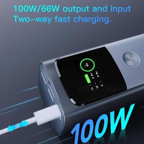 WSGDSG 100W Fast Charging Laptop Power Bank 20000mAh, Portable Charger With Screen, 2 Type-C And 1 USB, External Battery Pack for Travel Camping, Can be Taken On Planes(Color:Black) — view 4