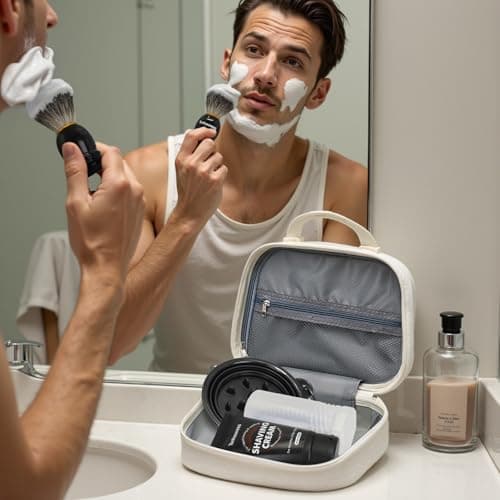 Travel Shaving Brush Kit For Men, 4 In 1 Shaving Brushes Set With Badger Hair Shaving Brush, Shaving Brush Case, Shaving Cream and Foldable Shaving Bowl For Trip — view 6