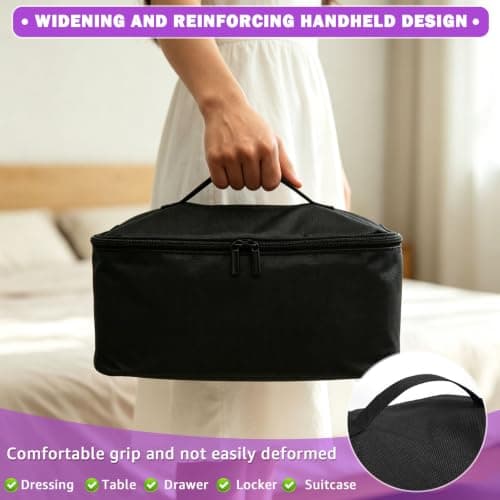 Kuanght Wax Warmer Bag 30x20x14cm, Waterproof Waxing Kit Storage Bag with Handle, Zipper, Detachable Divider and Mesh Pocket, Portable Wax Heater Bags for Travel, Home, Beauty Parlors and Nail Salons — view 5