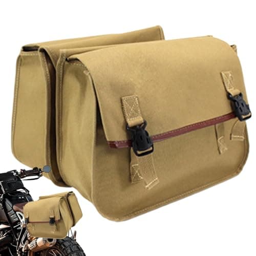 Leather Motorcycle Saddlebags – Hard Shell Side Storage Bags, Weatherproof Panniers | Lockable Design, Classic Look, Easy to Mount, Compatible with Cruiser, Touring, Sport Bikes, durabe Utility Gear