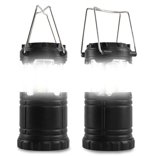 U+U 2 Pack Camping Lanterns, Portable Camping Lights Battery Powered, Collapsible Camping Lanterns, Camping Lamp for Outdoor Emergency Tent, Black