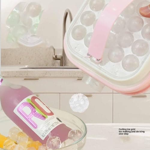 Portable Silicone Ice Ball Maker Kettle, 2-in-1 Silicone Ice Cube Tray Mold with Pull Handles, Ice Bottle for Whiskey, Cocktails, Travel, Camping & Home Bar, Grey — view 2
