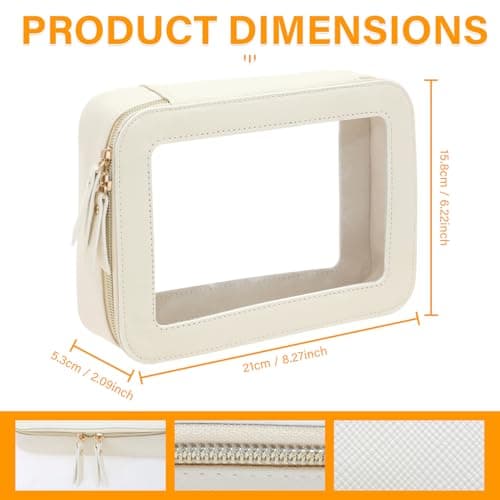 Clear Travel Toiletries Bag Waterproof PVC Clear Makeup Bag with Zipper Portable Make Up Skincare Organiser Women Multifunctional Travel Wash Pouch Car Essentials, 21x5.3x15.8cm — view 2